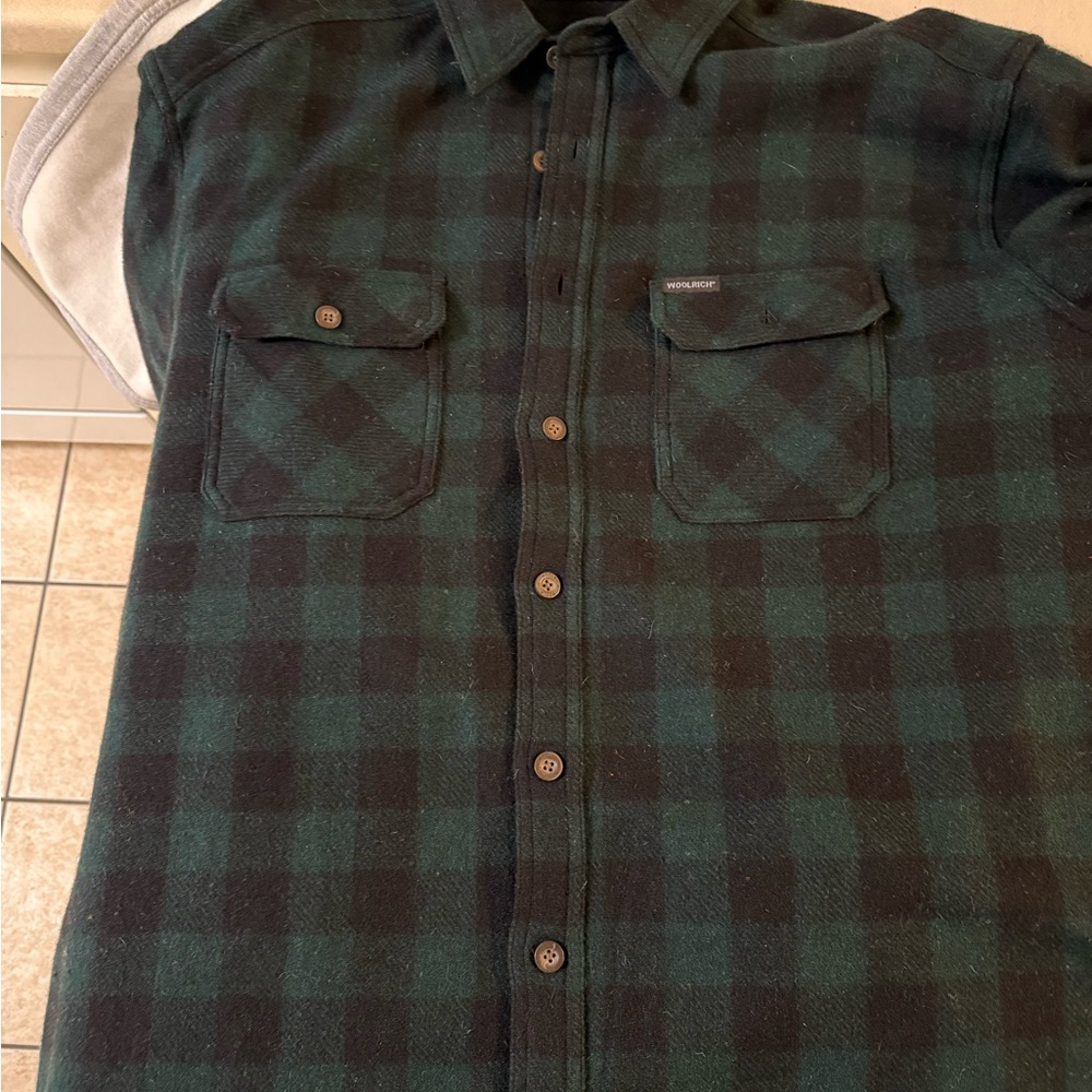 Woolrich Green and Black Plaid Shirt